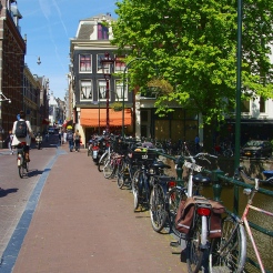 Bicycles on a bridge in Amsterdam