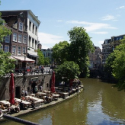 View on Utrecht Canal with typical low quays